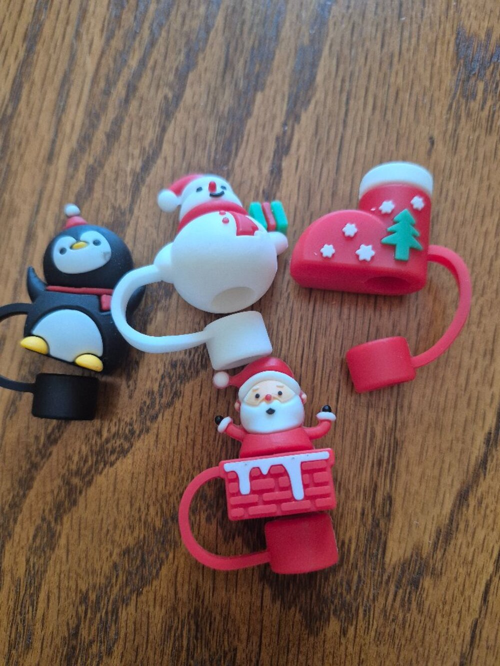 4 Christmas straw toppers